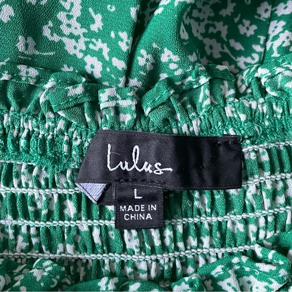 Lulus smocked floral maxi Dress green white 35447 - Picture 11 of 13